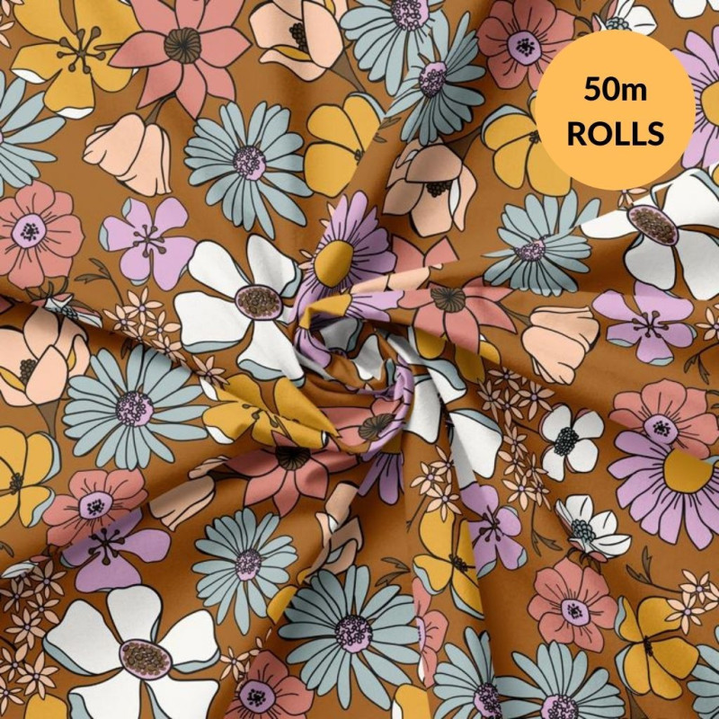Popelina estampada LYSMEE Toffee / Multicolor vintage